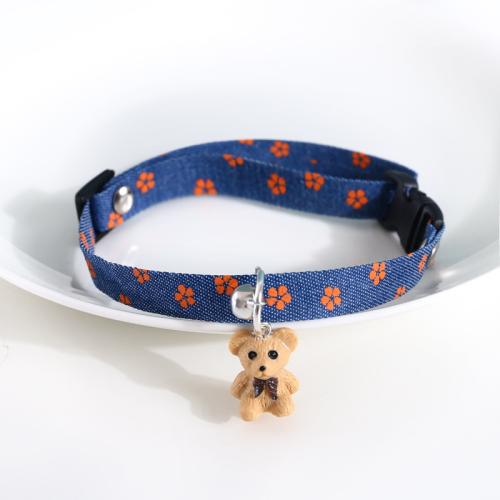 Denim Pet Necklace, with Resin & Tibetan Style, adjustable & different styles for choice, Length:Approx 17-33 cm, Sold By PC