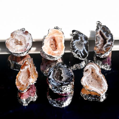 Gemstone Pendants Jewelry, with Agate & Tibetan Style, gold color plated, DIY, more colors for choice, 40x60mm, Sold By PC
