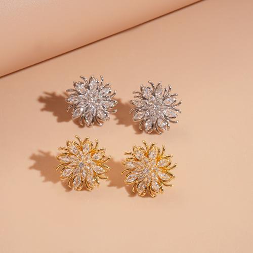 Cubic Zirconia Micro Pave Brass Earring, gold color plated, fashion jewelry & micro pave cubic zirconia, more colors for choice, Sold By Pair