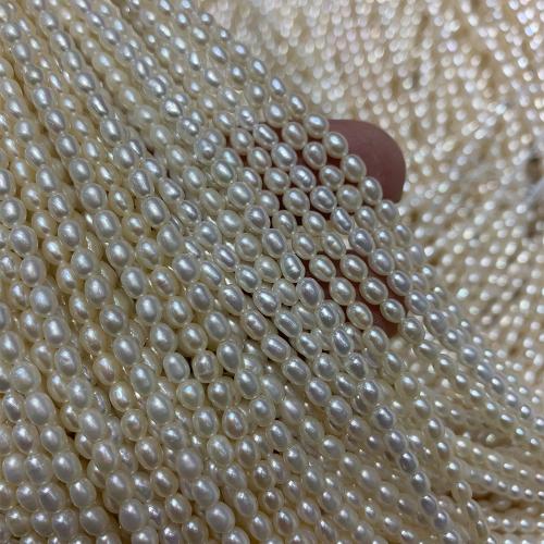 Cultured Rice Freshwater Pearl Beads, DIY, white, 3-4MM, Sold Per 37 cm Strand