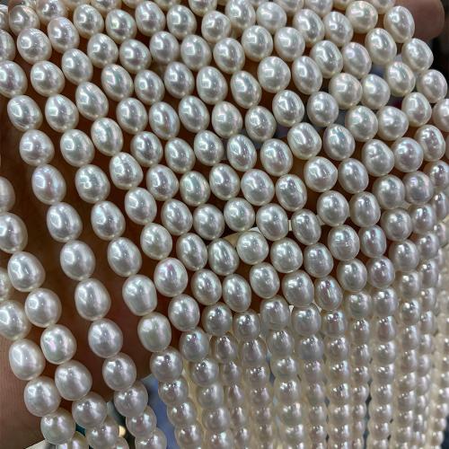 Cultured Rice Freshwater Pearl Beads, DIY, white, 7-8MM, Sold Per 37 cm Strand