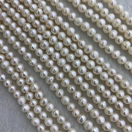 Cultured Potato Freshwater Pearl Beads, Oval, DIY, white, 5-6MM, Sold Per 36 cm Strand