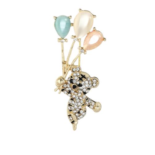 Rhinestone Brooch, Tibetan Style, with Rhinestone, plated, fashion jewelry & micro pave cubic zirconia & for man, golden, Sold By PC
