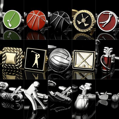 Cufflinks, Brass, plated, different styles for choice & for man & enamel, Sold By Pair