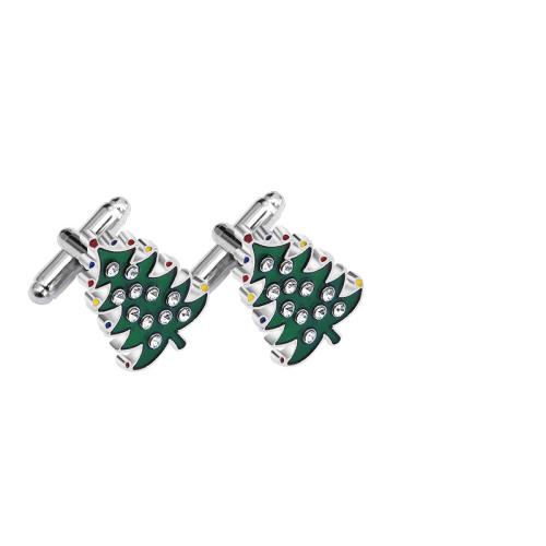 Cufflinks, Tibetan Style, plated, Christmas Design & different styles for choice & for man & enamel & with rhinestone, silver color, Sold By Pair