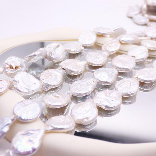 Cultured Button Freshwater Pearl Beads, Baroque, DIY, white, 20x24mm, Sold Per 38 cm Strand