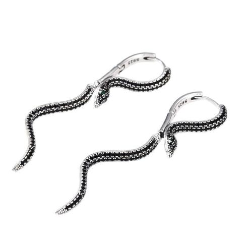 Brass Drop Earring, Snake, plated, fashion jewelry & with rhinestone, more colors for choice, nickel, lead & cadmium free, 54x15mm, Sold By Pair