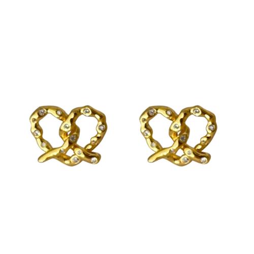 Brass Stud Earring,  , Heart, plated, fashion jewelry & with rhinestone, more colors for choice, nickel, lead & cadmium free, 12x9.70mm, Sold By Pair