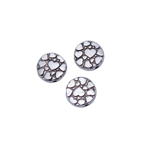 Perles plates en alliage de zinc , Rond, Placage, DIY, 20PC/sac, Vendu par sac