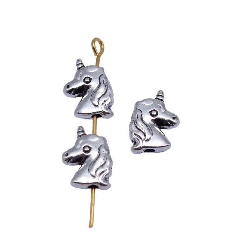 Bijoux de perles en alliage de Zinc , Licorne, Placage, DIY, 20PC/sac, Vendu par sac