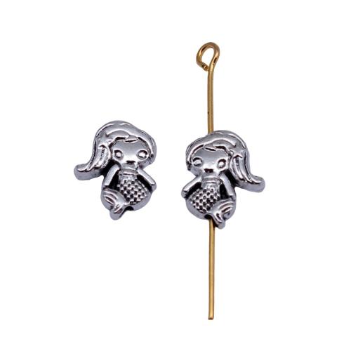 Bijoux de perles en alliage de Zinc , sirène, Placage, DIY, 20PC/sac, Vendu par sac