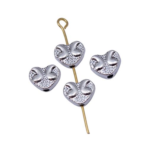 Perles intercalaires en alliage de zinc, coeur, Placage, DIY, 20PC/sac, Vendu par sac