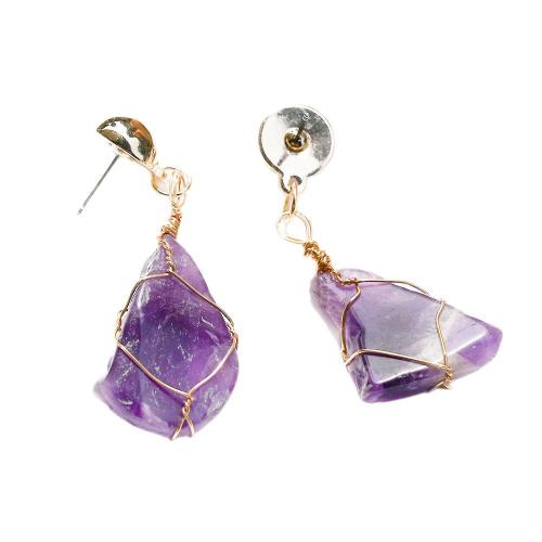 Amethyst Jewelry Set, pendant & earring, gold color plated, fashion jewelry, more colors for choice, 20-40mm, Sold By Set