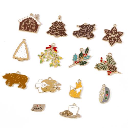 Edelstahl Schmuck Anhänger, Zinklegierung, goldfarben plattiert, Weihnachts-Design & DIY & Emaille, keine, 100PCs/Tasche, verkauft von Tasche
