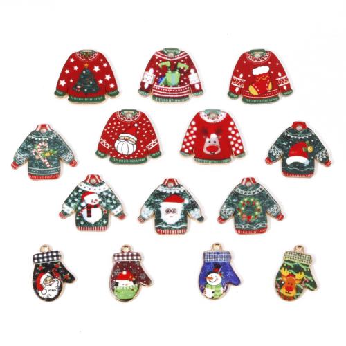 Edelstahl Schmuck Anhänger, Zinklegierung, goldfarben plattiert, Weihnachts-Design & DIY & Emaille, keine, 100PCs/Tasche, verkauft von Tasche