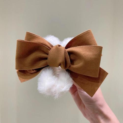 Plush Hair Claw Clip, with Cloth & Plastic, Bowknot, handmade, Korean style & for woman, more colors for choice, 110mm, Sold By PC