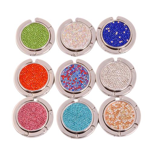 Foldable Handbag Bag Purse Table Hanger , Tibetan Style, Round, plated, different styles for choice & with rhinestone, more colors for choice, 34mm, Sold By PC