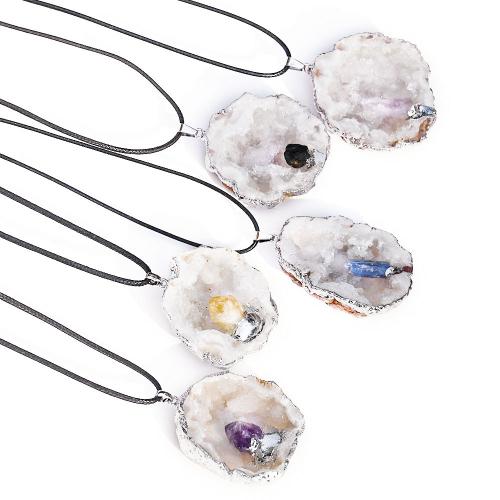 Gemstone Pendants Jewelry, Agate, with Amethyst & Citrine & Kyanite & Tibetan Style, gold color plated, DIY, more colors for choice, 40x60mm, Sold By PC