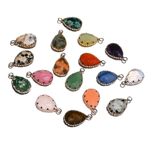 Gemstone Pendants Jewelry, with Natural Stone & Tibetan Style, gold color plated, DIY & 1/1 loop, more colors for choice, 14x23mm, Sold By PC