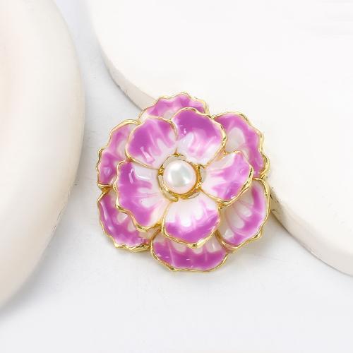 Freshwater Pearl Brooch, Tibetan Style, with Freshwater Pearl, gold color plated, fashion jewelry & enamel, more colors for choice, 37.08x13.67x35.28mm, Sold By PC