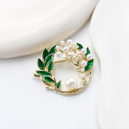 Broche perle d'eau douce, alliage de zinc, avec perle d'eau douce cultivée, Placage de couleur d'or, bijoux de mode & émail & avec strass, plus de couleurs à choisir, 41.09x11.35x34.36mm, Vendu par PC