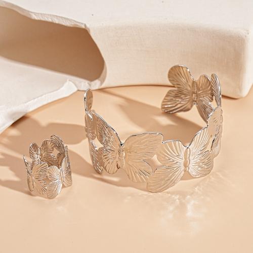 Jewelry Sets, cuff bangle & finger ring, Iron, gold color plated, 2 pieces & fashion jewelry, more colors for choice, Sold By Set