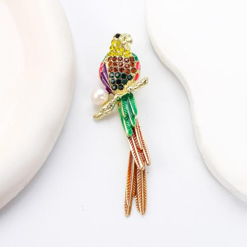 Freshwater Pearl Brooch, Tibetan Style, with Freshwater Pearl, gold color plated, fashion jewelry & enamel & with rhinestone, more colors for choice, 25.14x11.91x74.82mm, Sold By PC