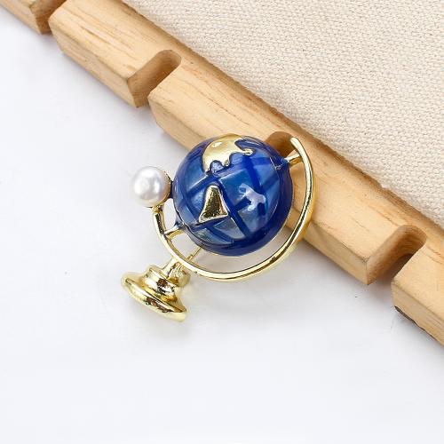Freshwater Pearl Brooch, Tibetan Style, with Freshwater Pearl, gold color plated, fashion jewelry & enamel, more colors for choice, 30.09x15.97x37.10mm, Sold By PC