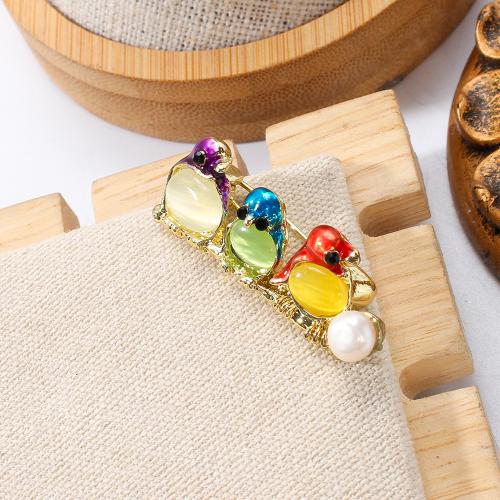 Freshwater Pearl Brooch, Tibetan Style, with Cats Eye & Freshwater Pearl, gold color plated, fashion jewelry & enamel, more colors for choice, 14.28x11.01x15.47mm, Sold By PC