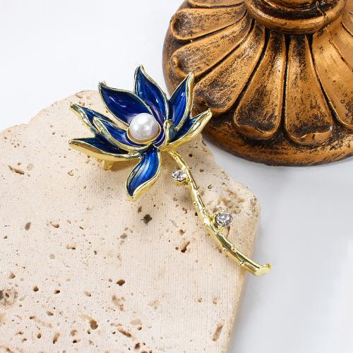 Freshwater Pearl Brooch, Tibetan Style, with Freshwater Pearl, gold color plated, fashion jewelry & enamel & with rhinestone, more colors for choice, 38.21x11.86x66.79mm, Sold By PC