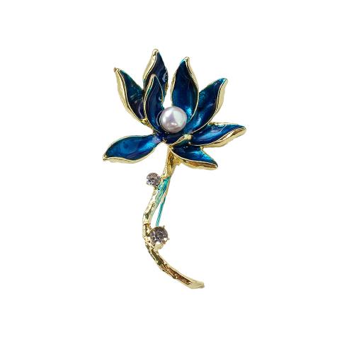 Freshwater Pearl Brooch, Tibetan Style, with Freshwater Pearl, gold color plated, fashion jewelry & enamel & with rhinestone, more colors for choice, 40.29x12.92x65.97mm, Sold By PC