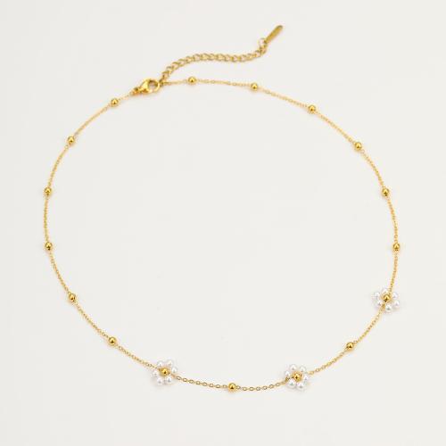 Stainless Steel Jewelry Necklace, 304 Stainless Steel, with Plastic Pearl, 18K gold plated, fashion jewelry & different styles for choice & for woman, Sold By Pair