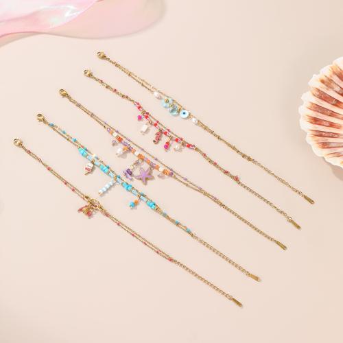 Stainless Steel Jewelry Bracelet, 304 Stainless Steel, with Resin, 18K gold plated, Double Layer & different styles for choice & for woman, Sold By PC