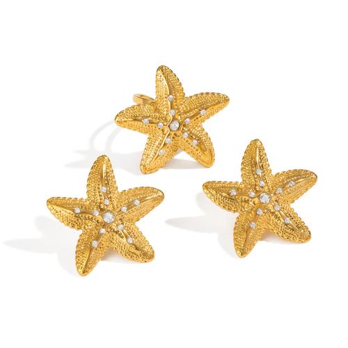 Fashion Stainless Steel Jewelry Sets, 304 Stainless Steel, Starfish, plated, different styles for choice & for woman & with rhinestone, golden, Sold By PC