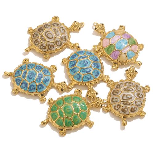 Acier inoxydable animaux Pendentifs, Acier inoxydable 304, tortue, Placage de couleur d'or, DIY & émail, plus de couleurs à choisir, Vendu par PC