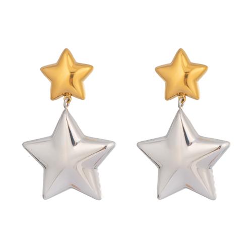 Stainless Steel Drop Earring, 304 Stainless Steel, Star, plated, fashion jewelry & for woman & two tone, Sold By Pair