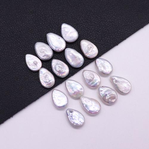 Cultured Baroque Freshwater Pearl Beads, Teardrop, DIY & no hole, white, 9x13mm, Sold By PC