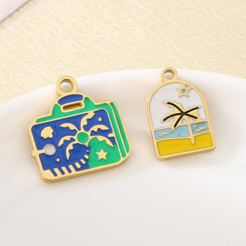 Edelstahl Schmuck Anhänger, 304 Edelstahl, goldfarben plattiert, DIY & Emaille, goldfarben, 10PCs/Tasche, verkauft von Tasche