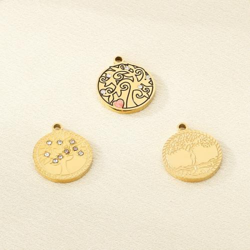 Bijoux pendentifs en acier inoxydable , Acier inoxydable 304, avec résine, Placage de couleur d'or, DIY & émail & avec strass, doré, 10PC/sac, Vendu par sac