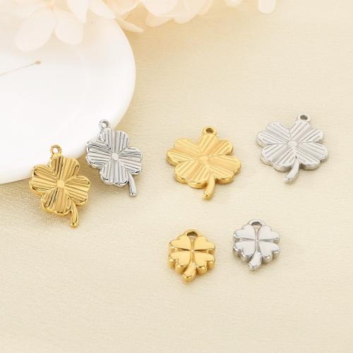 Bijoux pendentifs en acier inoxydable , Acier inoxydable 304, Trèfle à quatre feuilles, Placage, DIY & émail, plus de couleurs à choisir, 10PC/sac, Vendu par sac
