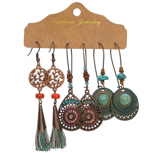 alliage de zinc Boucles d'oreilles, avec cordon de polyester & résine & perle de plastique, Placage, styles différents pour le choix & pour femme & émail, Vendu par fixé