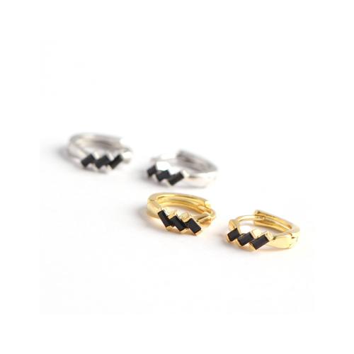 925 Sterling Silver Huggie Hoop Earring, micro pave cubic zirconia & for woman, more colors for choice, 8mm, Sold By Pair