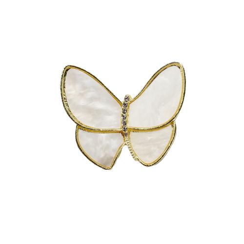 Freshwater Pearl Brooch, Tibetan Style, with Shell & Freshwater Pearl, Butterfly, gold color plated, fashion jewelry & with rhinestone, more colors for choice, 43.36x9.84x34.61mm, Sold By PC