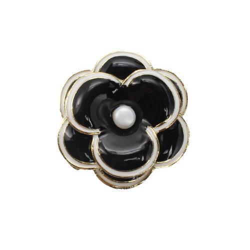Freshwater Pearl Brooch, Tibetan Style, with White Shell & Freshwater Pearl, Flower, gold color plated, fashion jewelry & enamel, more colors for choice, 39.40x13.71x39.11mm, Sold By PC