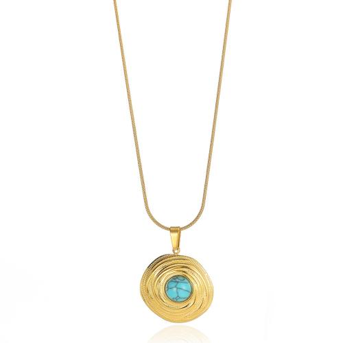 Fashion Stainless Steel Jewelry Sets, 304 Stainless Steel, with turquoise, plated, fashion jewelry & different styles for choice & for woman, golden, Sold By PC