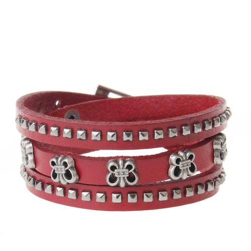 Cowhide Bracelet, Tibetan Style, with Cowhide, plated, fashion jewelry & Unisex, more colors for choice, Length:61.5 cm, Sold By PC