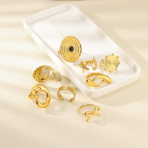 Stainless Steel Finger Ring, 304 Stainless Steel, plated, fashion jewelry & different styles for choice & for woman, golden, Sold By PC