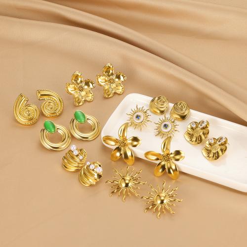 Stainless Steel Stud Earrings, 304 Stainless Steel, 18K gold plated, fashion jewelry & different styles for choice & for woman, Sold By Pair