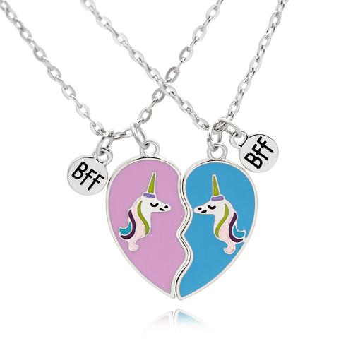 Tibetan Style Jewelry Necklace, plated, 2 pieces & Girl & enamel, original color, Sold By Set
