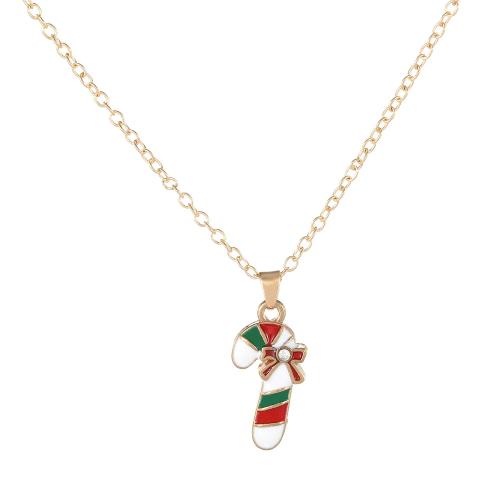 Christmas Necklaces, Tibetan Style, plated, Christmas Design & Girl & different styles for choice & enamel, golden, Sold By PC